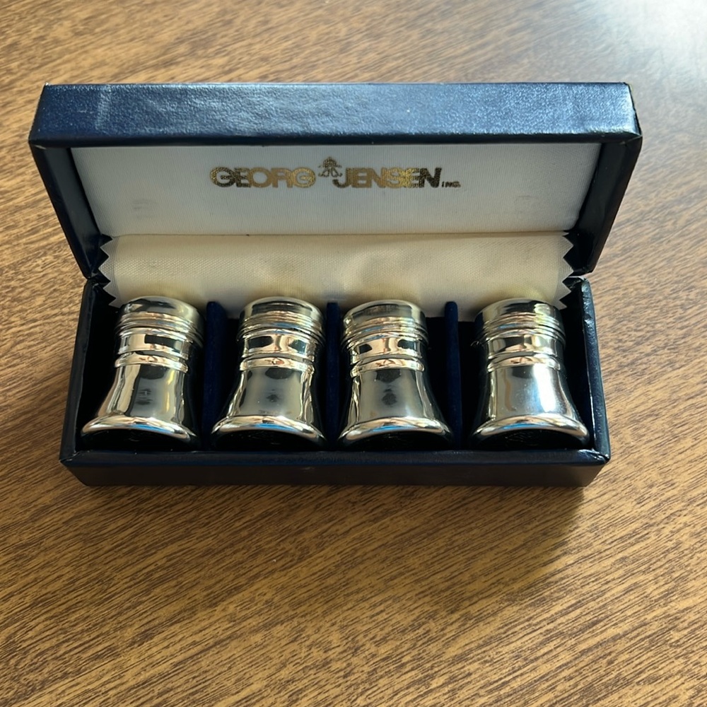 Georg Jensen Vintage Pewter Salt and Pepper Shakers New In Box
